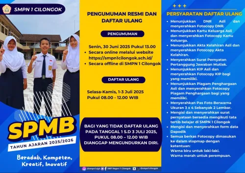 PENGUMUMAN SELEKSI PENERIMAAN MURID BARU TAHUN PELAJARAN 2025/2026
